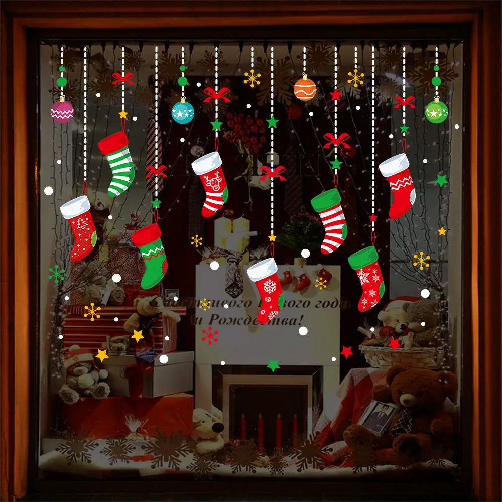 Merry Christmas & New Year 2025 Decoration – Festive Wall & Window Stickers, Ornaments, and Garland