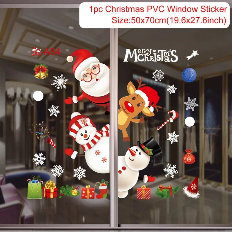 Merry Christmas & New Year 2025 Decoration – Festive Wall & Window Stickers, Ornaments, and Garland
