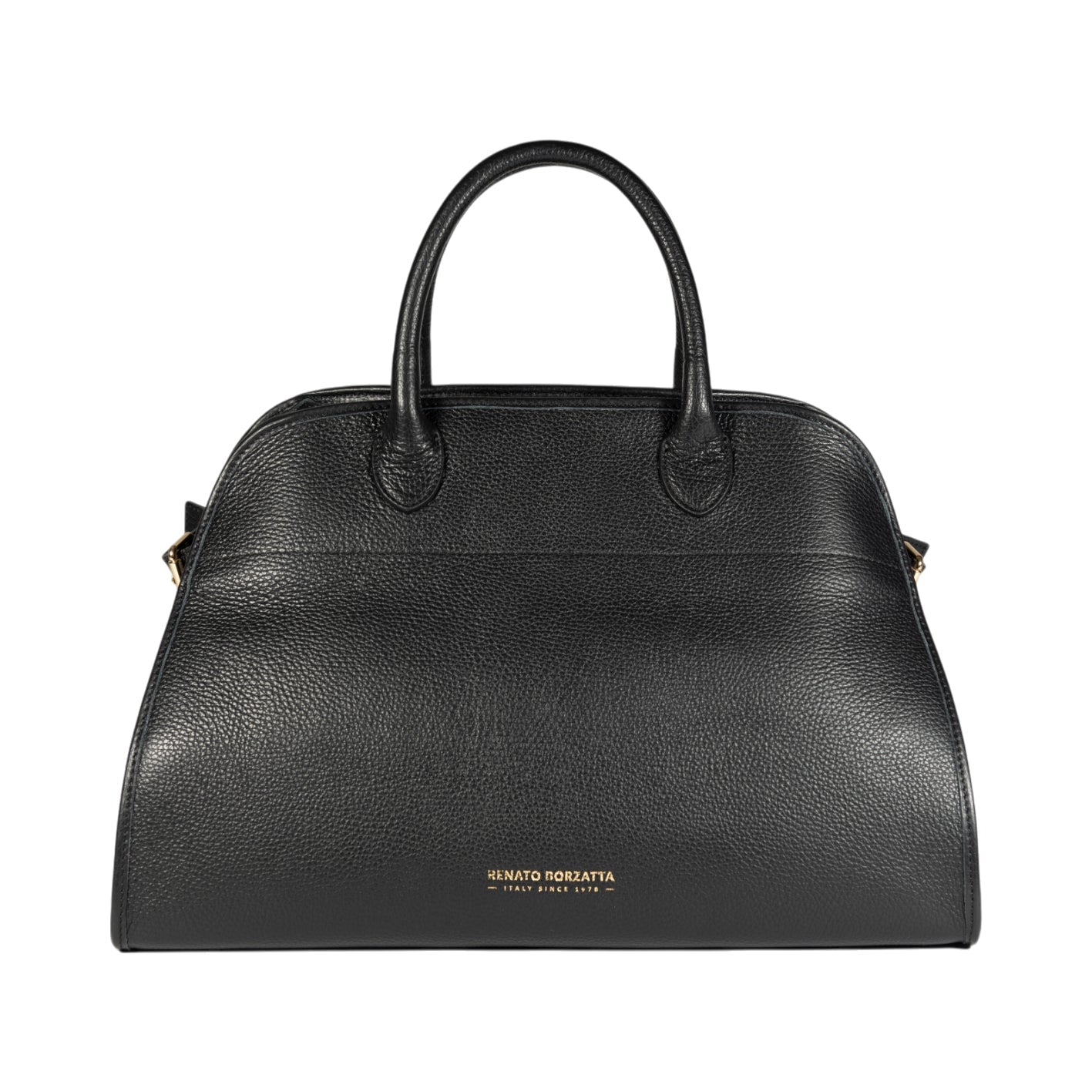 RB1032A | Borsa a Mano Donna FRIDA in Vera Pelle Made in Italy. Accessori in metallo Oro Lucido - Colore Nero - Dimensioni: cm 43 x 29 x 24 + 12 (Luce manici)-0
