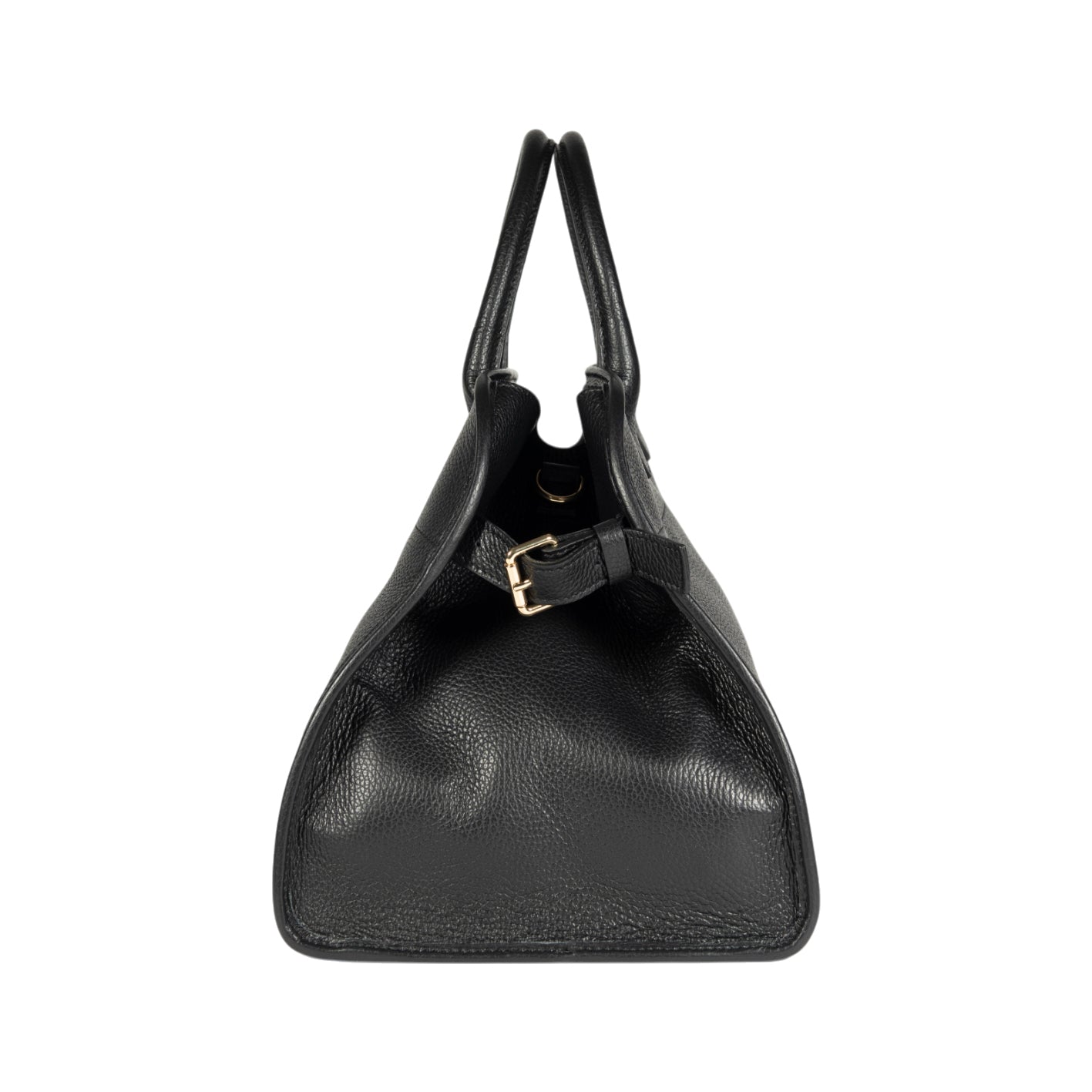 RB1032A | Borsa a Mano Donna FRIDA in Vera Pelle Made in Italy. Accessori in metallo Oro Lucido - Colore Nero - Dimensioni: cm 43 x 29 x 24 + 12 (Luce manici)-2