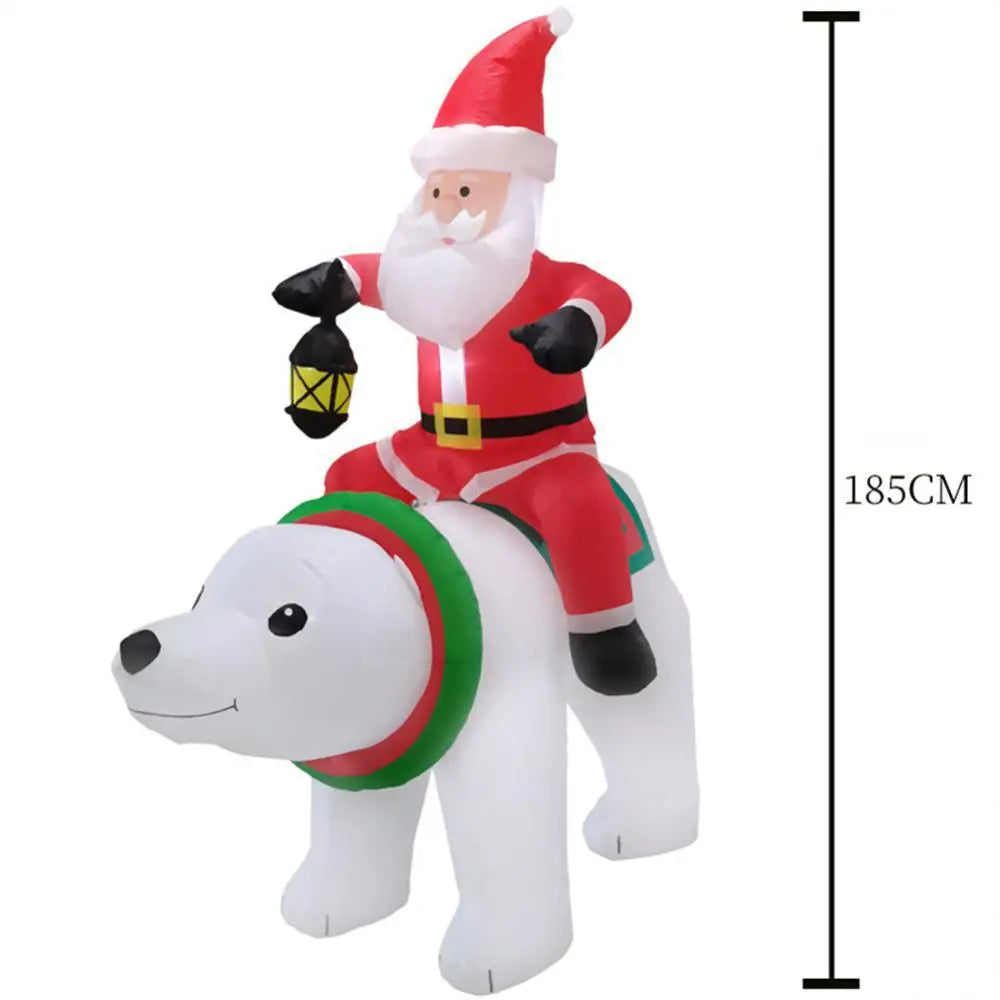1.8M LED Inflatable Santa Claus Riding Polar Bear – Christmas Decoration for Indoor & Outdoor Garden Display