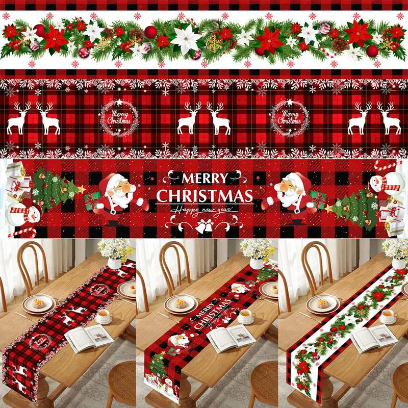 Merry Christmas Table Runner – Festive Holiday Table Decor for Kitchen & Dining, Christmas & New Year 2024