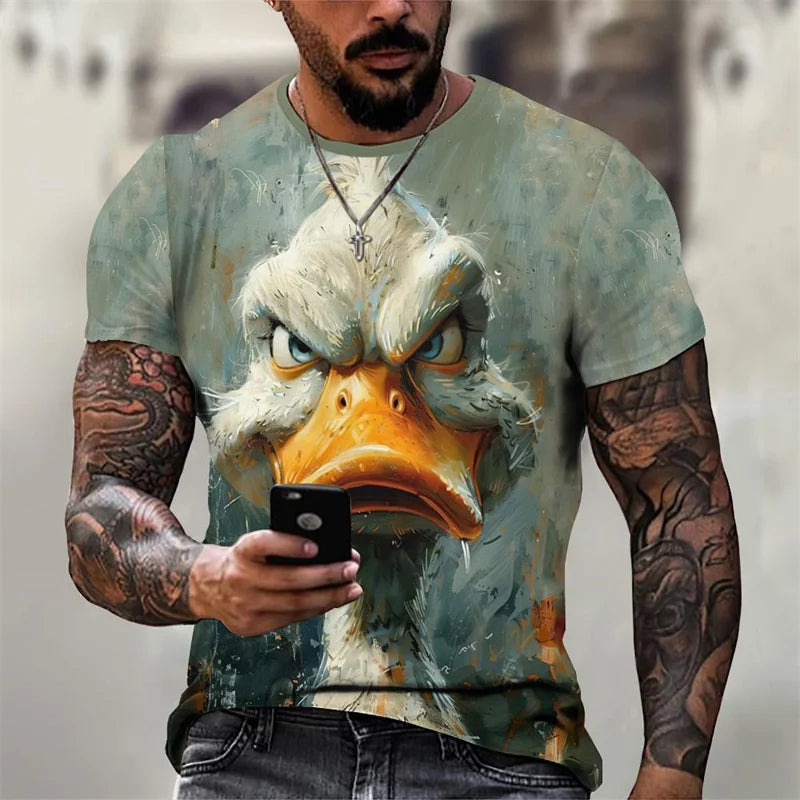 Angry Animal Pattern T Shirt Men's Gorilla Pig 3D Printed Tees Fashion Casual Short Sleeve Round Neck Oversized Street T-Shirts
