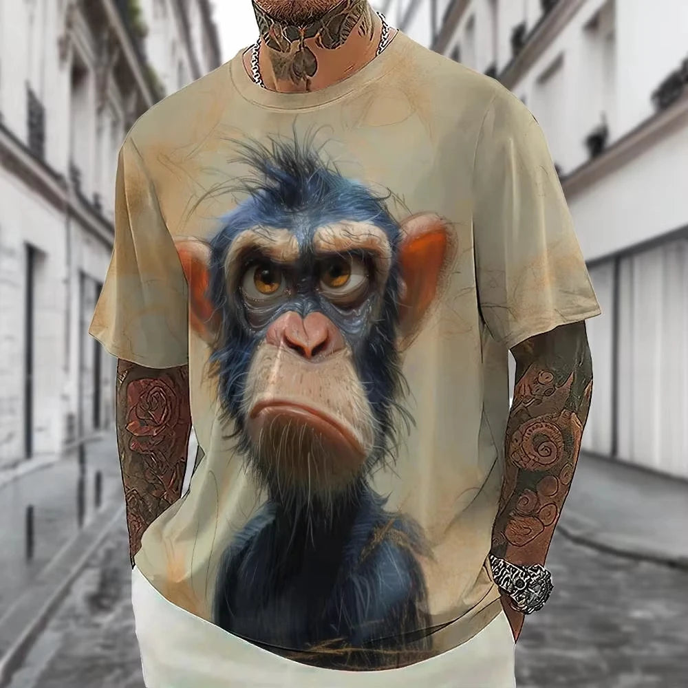Hot Sell Summer Men Clothing 3d Printai Rendering Animal Men T-Shirt, Men Casual Hip Hop Sports T Shirt Men Short Sleeve T Shirt