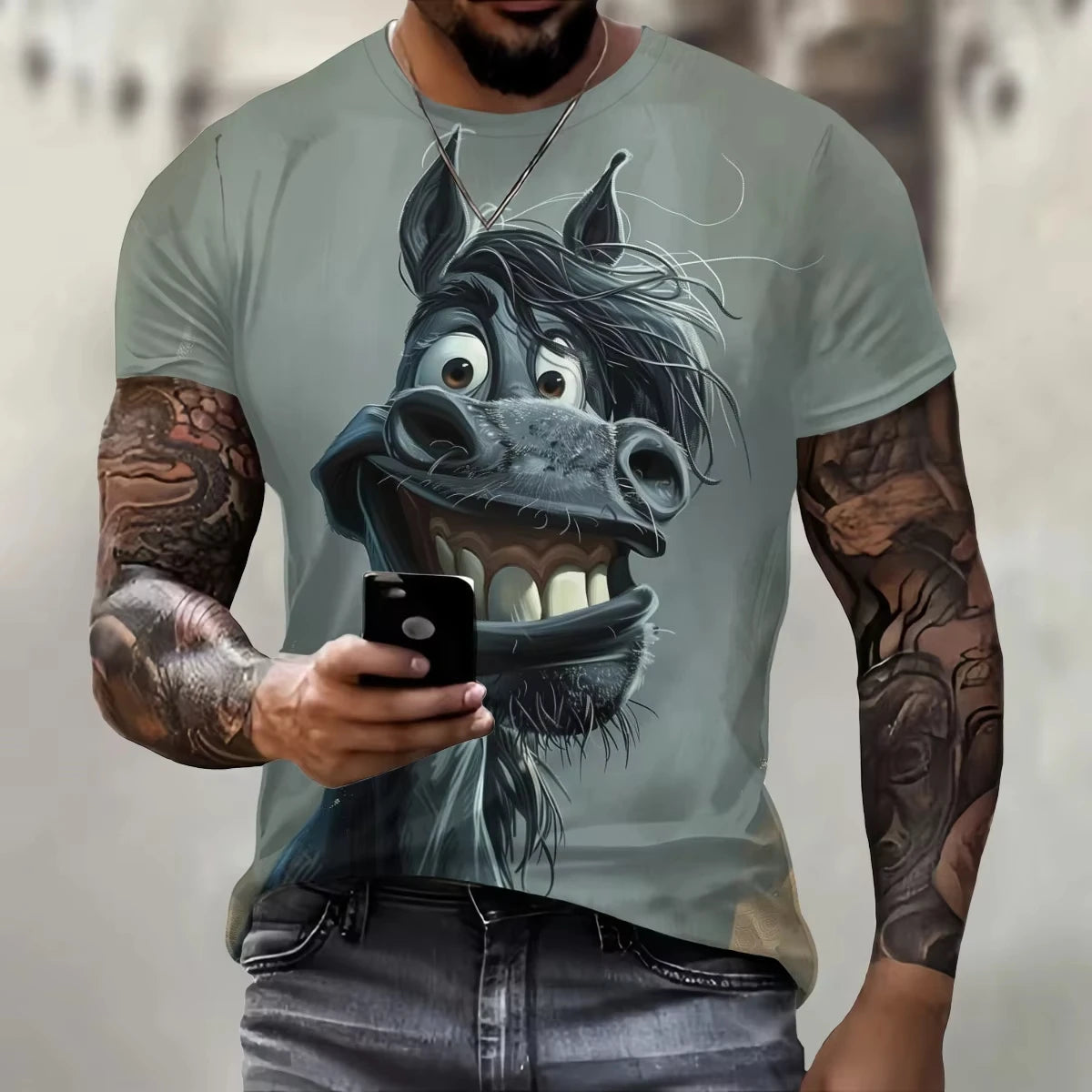 Hot Sell Summer Men Clothing 3d Printai Rendering Animal Men T-Shirt, Men Casual Hip Hop Sports T Shirt Men Short Sleeve T Shirt