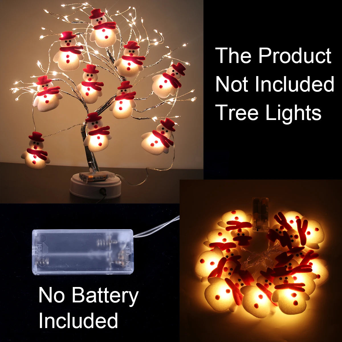 Snowman LED String Lights Garland – Merry Christmas Decorations for Home & Tree, 2024 Holiday Ornament & Gift