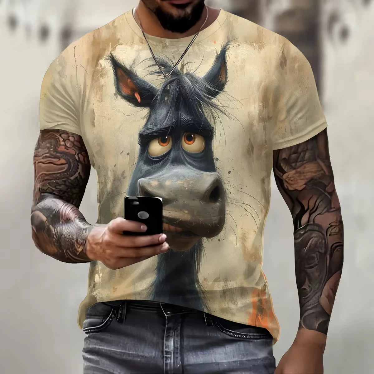 Hot Sell Summer Men Clothing 3d Printai Rendering Animal Men T-Shirt, Men Casual Hip Hop Sports T Shirt Men Short Sleeve T Shirt