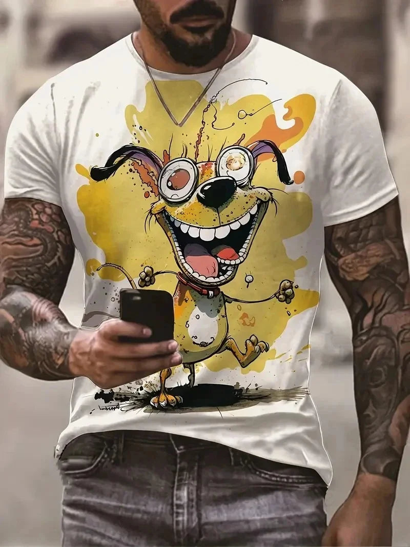 Funny Cat Pattern T-Shirt For Men Personality Animal 3D Printed T Shirts Summer Loose Short Sleeved Tops Casual Round Neck Tees