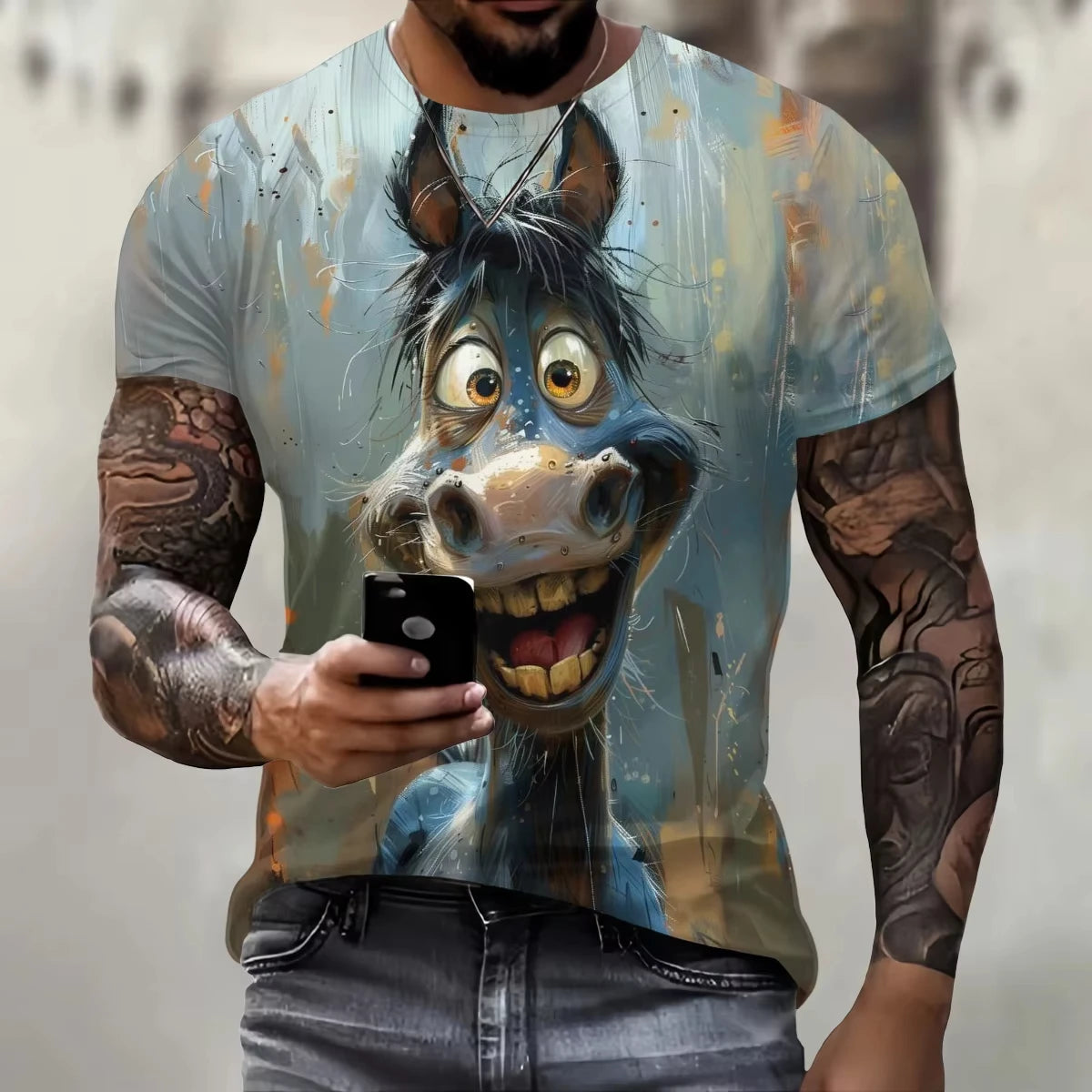 Hot Sell Summer Men Clothing 3d Printai Rendering Animal Men T-Shirt, Men Casual Hip Hop Sports T Shirt Men Short Sleeve T Shirt