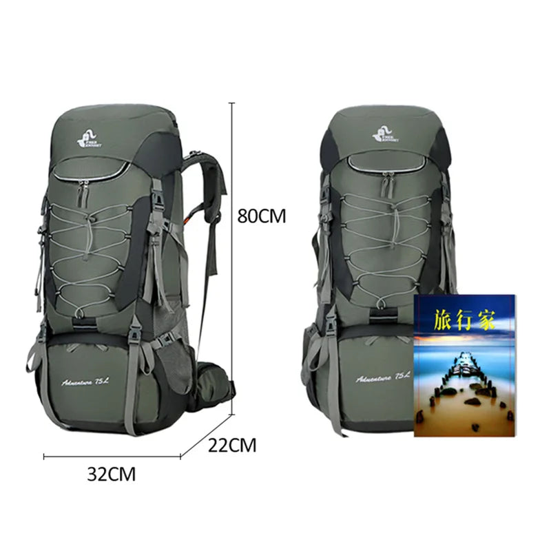 75L Camping Backpack Waterproof Rucksack Green-1
