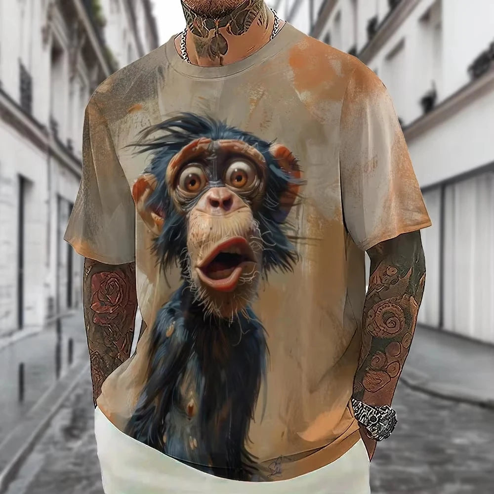 Hot Sell Summer Men Clothing 3d Printai Rendering Animal Men T-Shirt, Men Casual Hip Hop Sports T Shirt Men Short Sleeve T Shirt