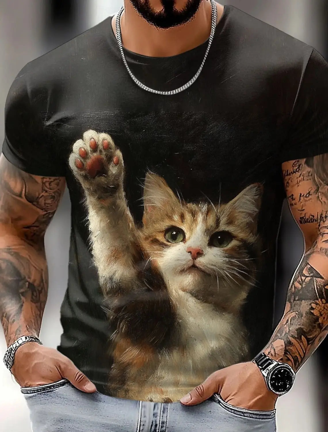 Men's Animal Funny T Shirt Short Sleeve T shirt 3D Print O-Neck Shirt Exaggerated Designer Party Summer Casual Clothing Apparel