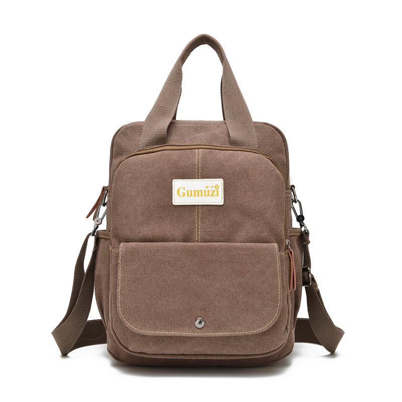 Leisure Canvas Shoulder Bag Wearproof Multi-functional Backpack-5