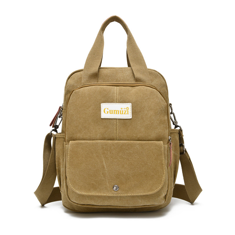 Leisure Canvas Shoulder Bag Wearproof Multi-functional Backpack-4
