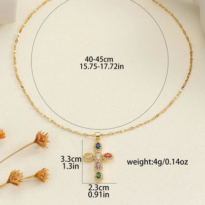 Colorful Zircon Cross Necklace