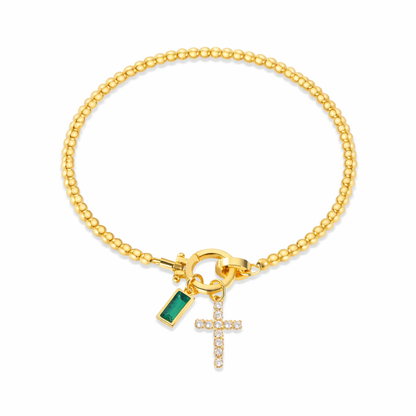 Cross Birthstone Charm Bracelet