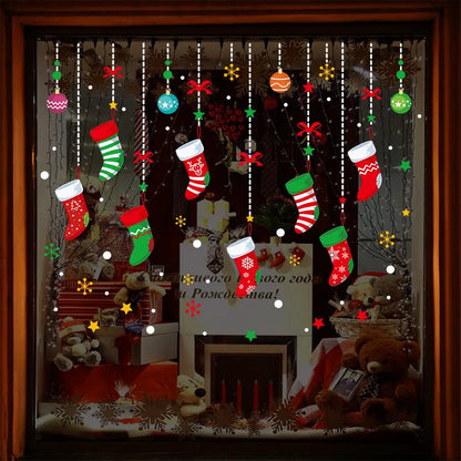Merry Christmas & New Year 2025 Decoration – Festive Wall & Window Stickers, Ornaments, and Garland