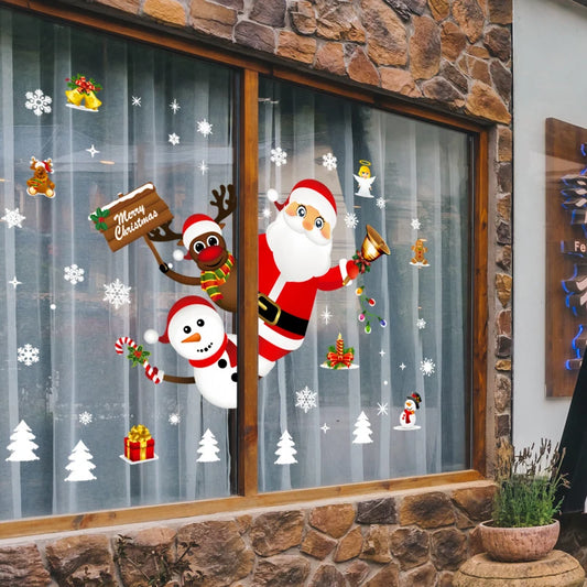 Merry Christmas & New Year 2025 Decoration – Festive Wall & Window Stickers, Ornaments, and Garland
