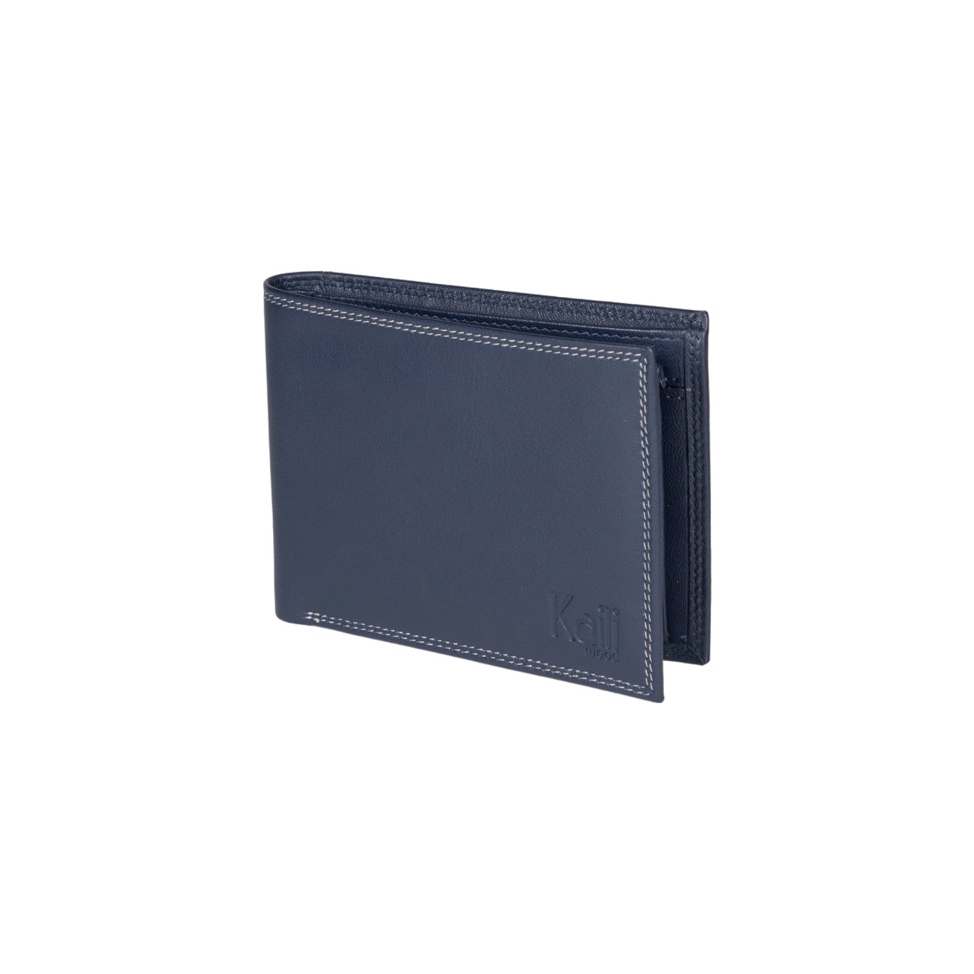 Blue Leather Men’s Wallet with Coin Pocket