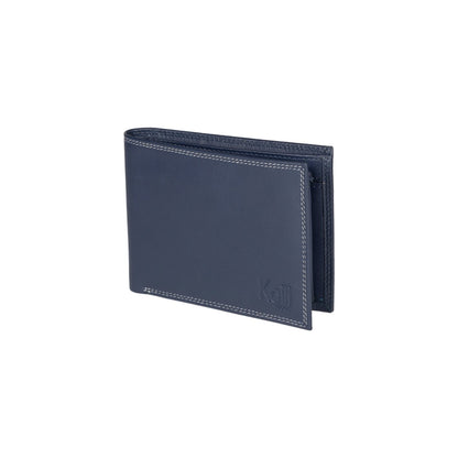Blue Leather Men’s Wallet with Coin Pocket