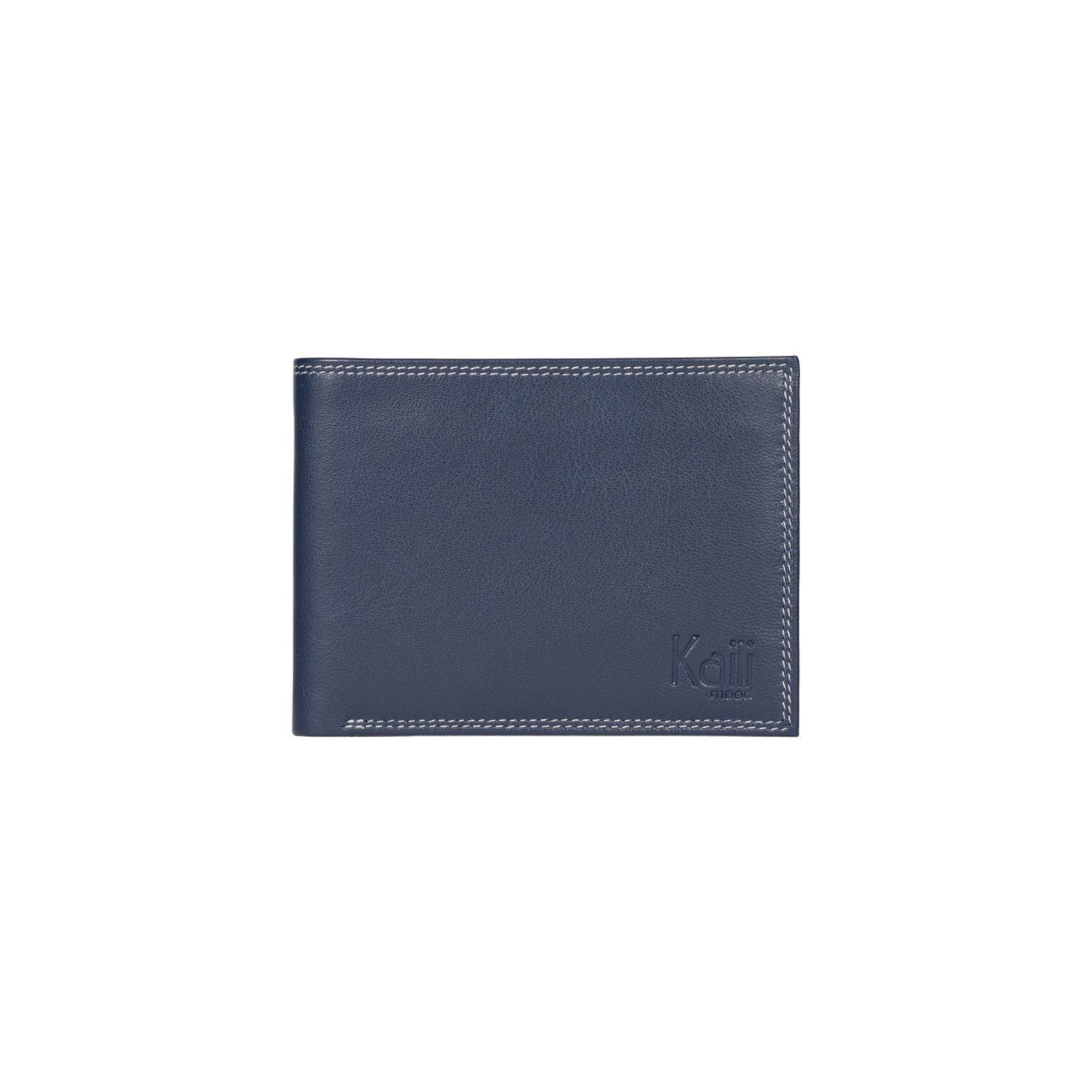 Blue Leather Men’s Wallet with Coin Pocket