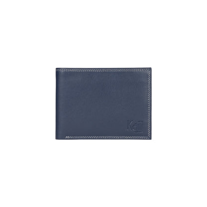 Blue Leather Men’s Wallet with Coin Pocket