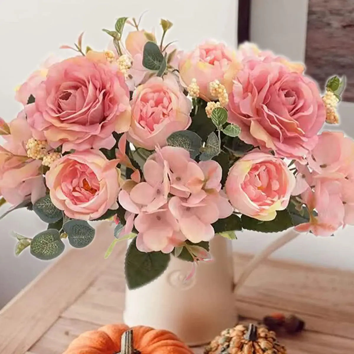 Pink Artificial Roses & Peonies Bouquet – Home & Event Décor