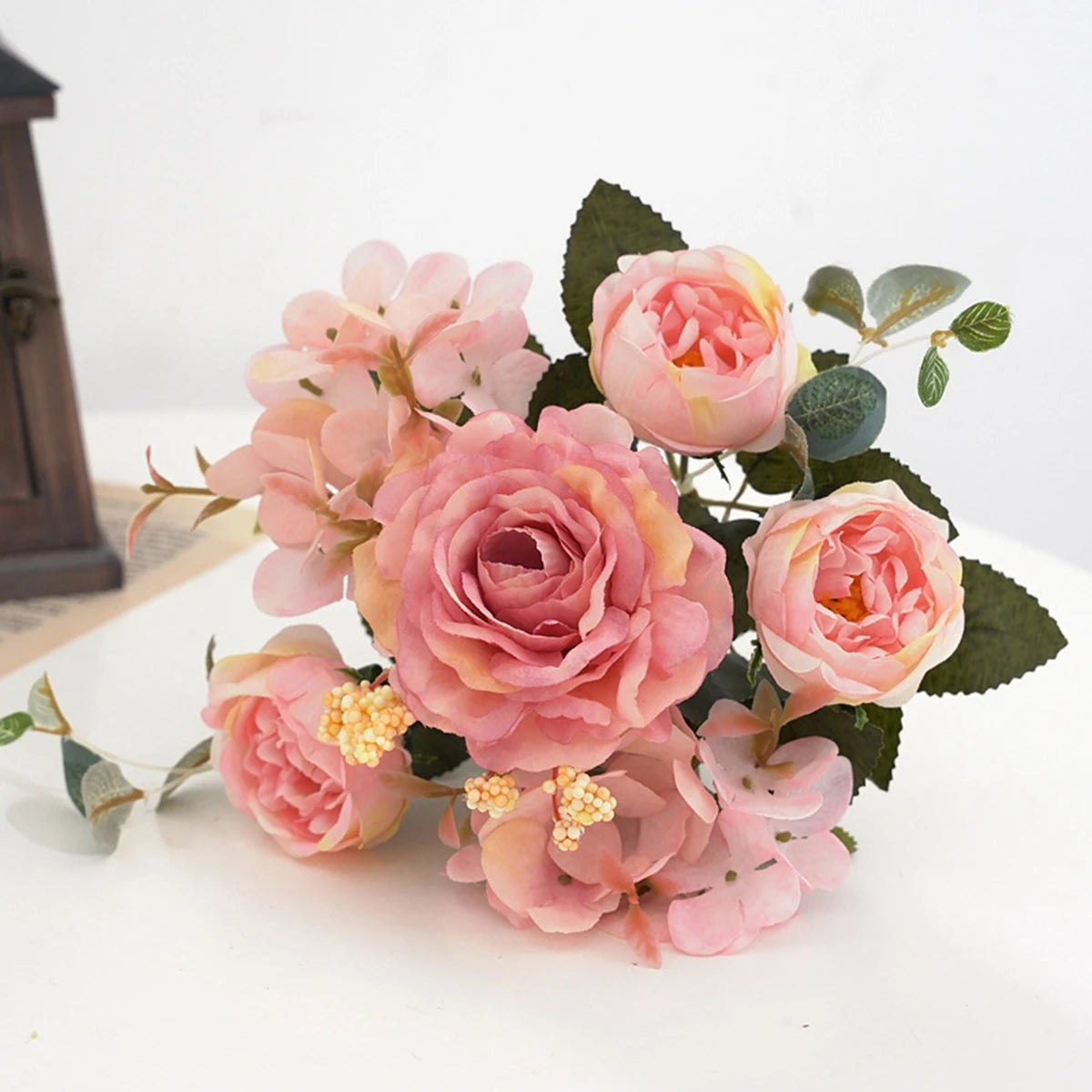Pink Artificial Roses & Peonies Bouquet – Home & Event Décor