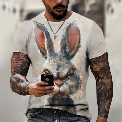 Angry Animal Pattern T Shirt Men's Gorilla Pig 3D Printed Tees Fashion Casual Short Sleeve Round Neck Oversized Street T-Shirts