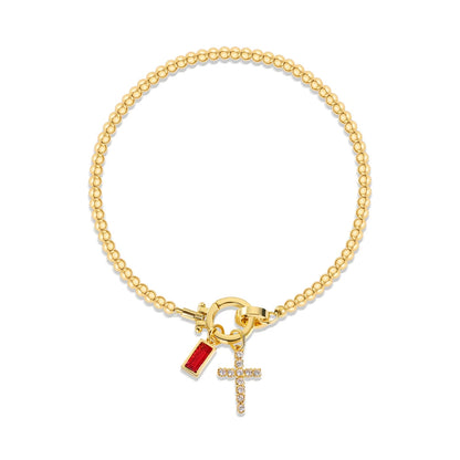Cross Birthstone Charm Bracelet