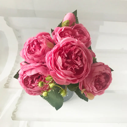 Pink Silk Peony Bouquet – 5 Big Heads, 4 Budsbbbbbbbbbbbbbbb