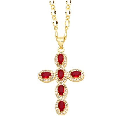 Colorful Zircon Cross Necklace