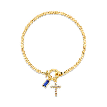 Cross Birthstone Charm Bracelet