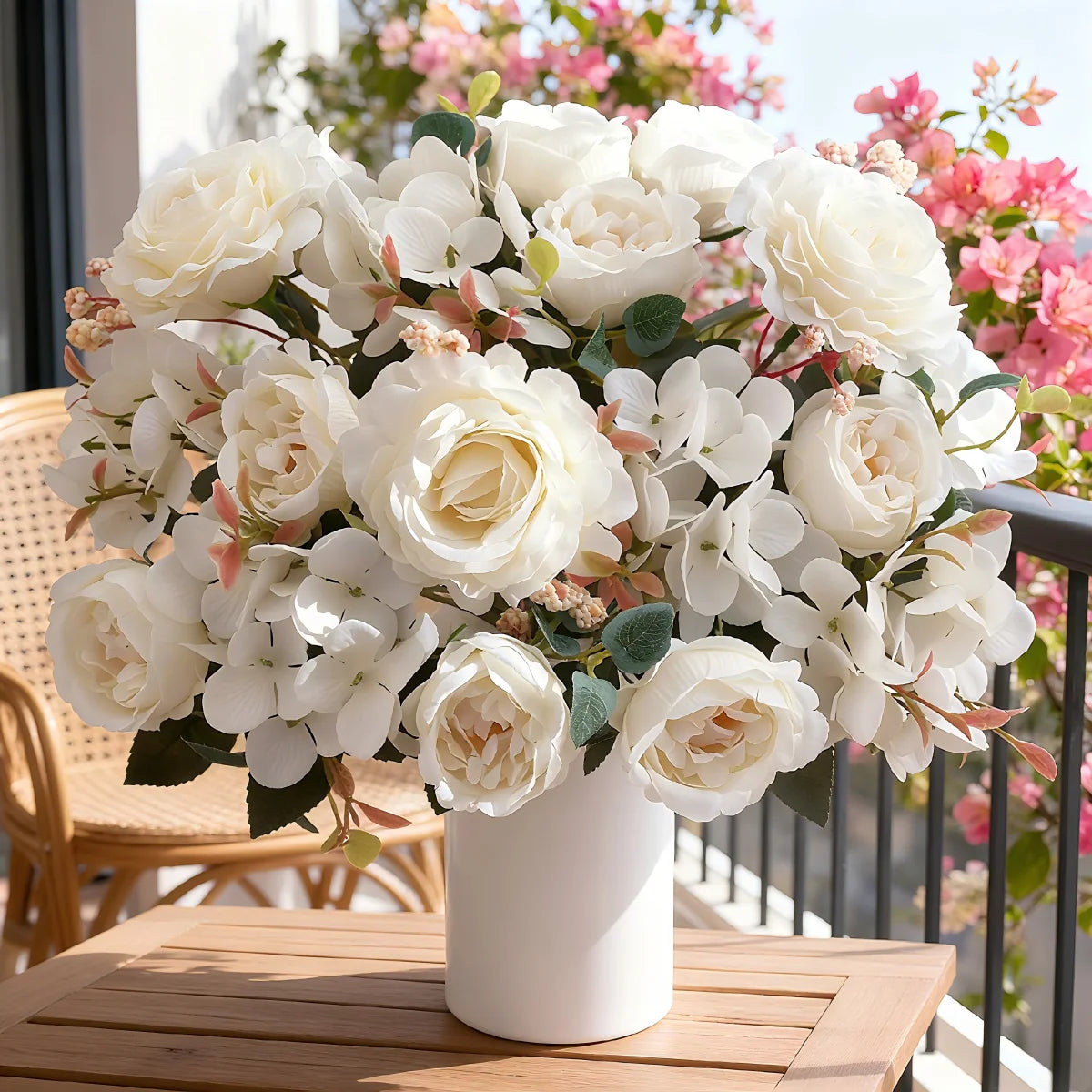 Pink Artificial Roses & Peonies Bouquet – Home & Event Décor