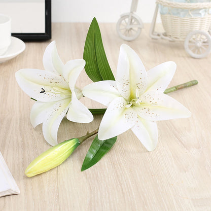 White 3D Printed Artificial Lily Branch
