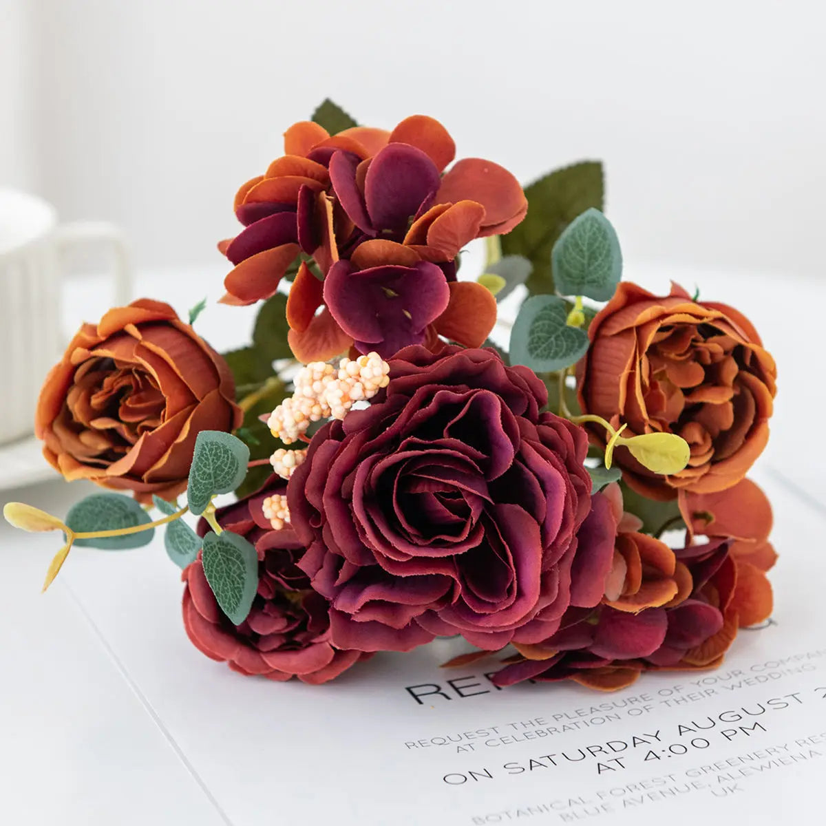 Pink Artificial Roses & Peonies Bouquet – Home & Event Décor