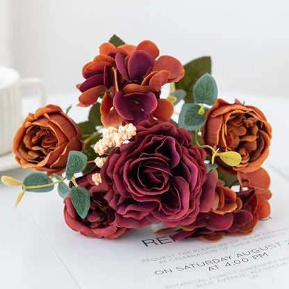 Pink Artificial Roses & Peonies Bouquet – Home & Event Décor