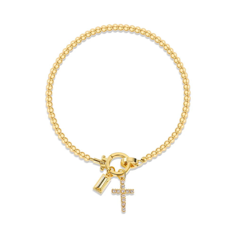 Cross Birthstone Charm Bracelet