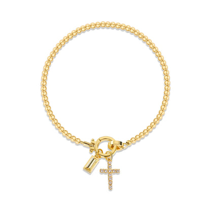 Cross Birthstone Charm Bracelet