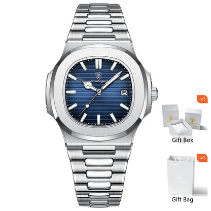 Poedagar™ Royal Stainless Steel Men’s Watch – Waterproof & Luminous