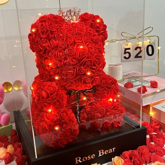 Eternal Rose Teddy Bear Gift – Romantic Flower Keepsake