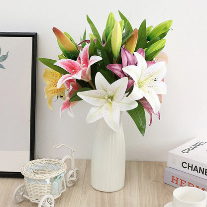 White 3D Printed Artificial Lily Branch