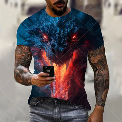Dragon Pattern Men's T-shirt Fashion 3d Printed T Shirt Animal Short-sleeved Oversized Streetwear Tees Summer Casual Men's Tops