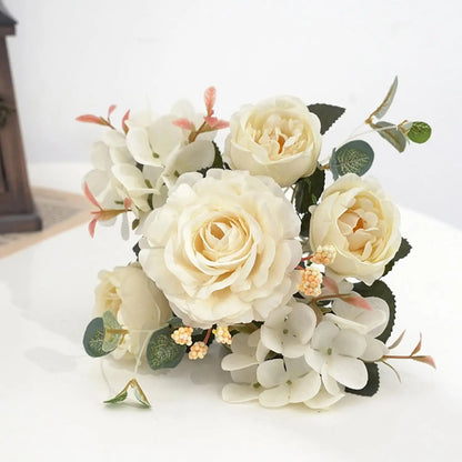 Pink Artificial Roses & Peonies Bouquet – Home & Event Décor