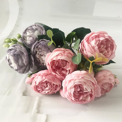 Pink Silk Peony Bouquet – 5 Big Heads, 4 Budsbbbbbbbbbbbbbbb