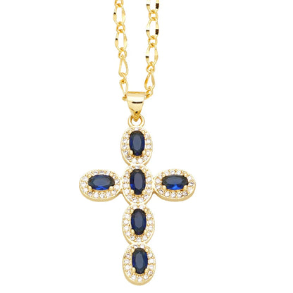 Colorful Zircon Cross Necklace