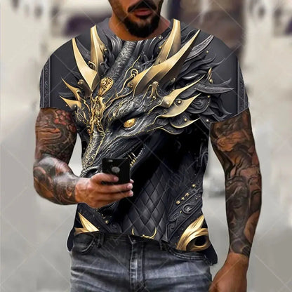 Dragon Pattern Men's T-shirt Fashion 3d Printed T Shirt Animal Short-sleeved Oversized Streetwear Tees Summer Casual Men's Tops