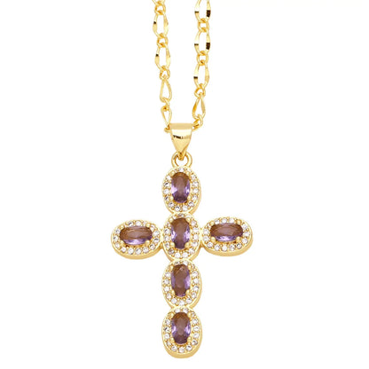 Colorful Zircon Cross Necklace