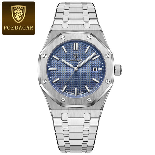 Poedagar™ Elite Stainless Steel Men’s Watch — Waterproof & Luminous
