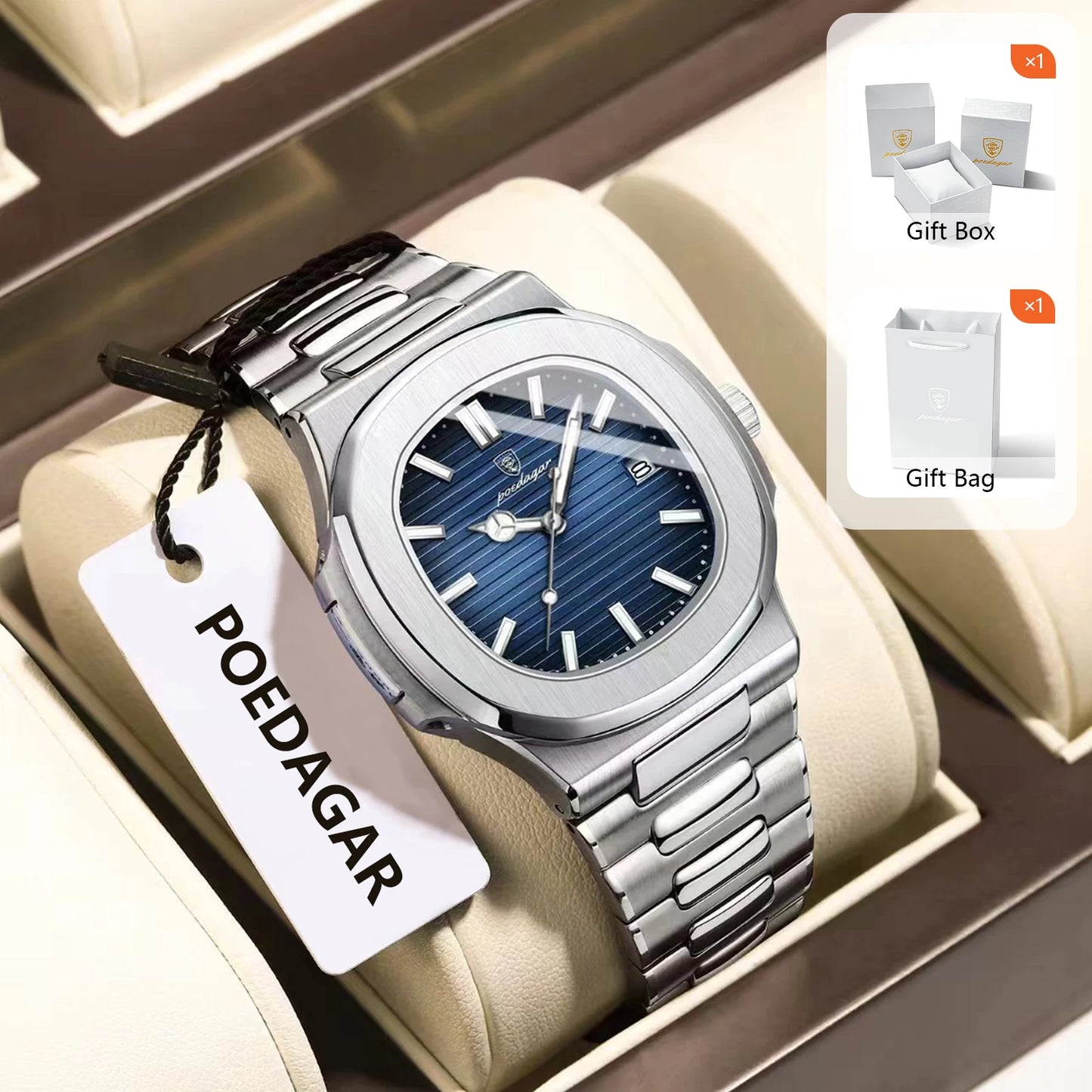 Poedagar™ Royal Stainless Steel Men’s Watch – Waterproof & Luminous